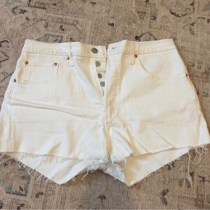 Women's White Denim Shorts Levi 501